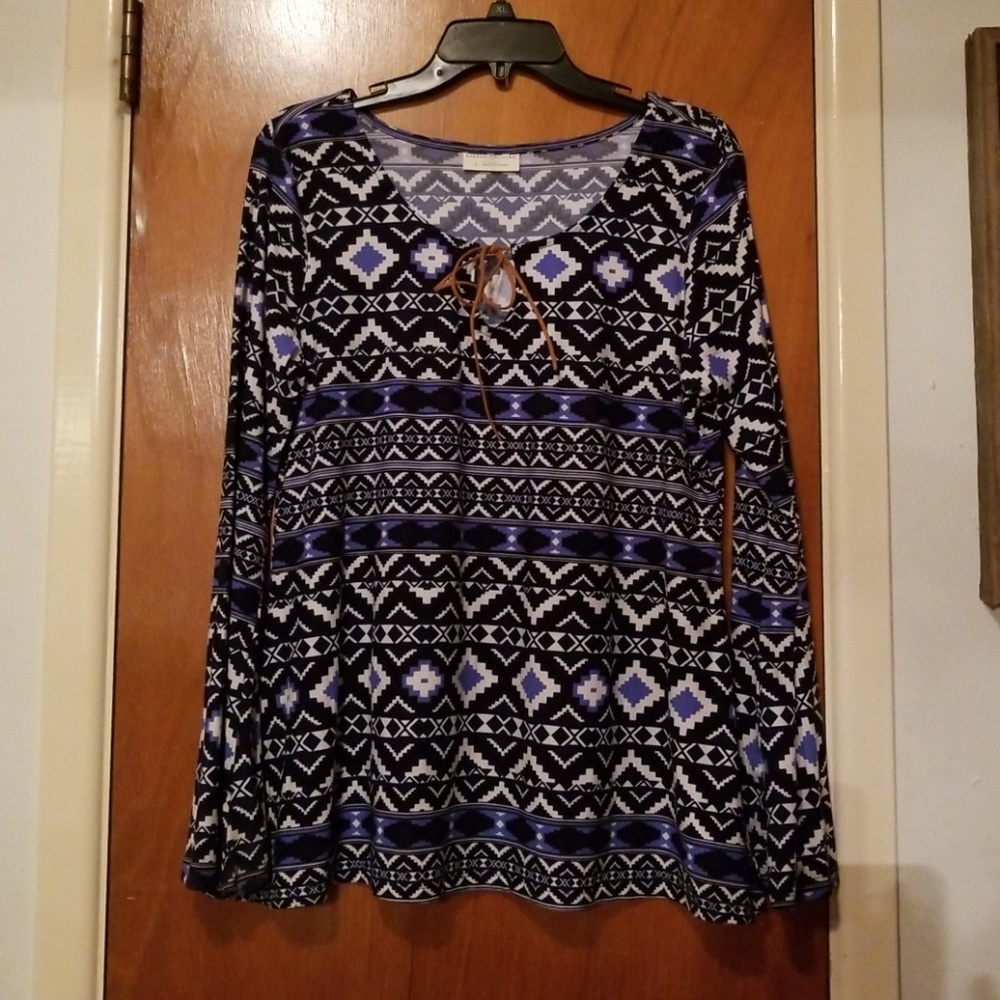 💠 Bobbie Brooks Aztec Print Blouse Women Sz Large